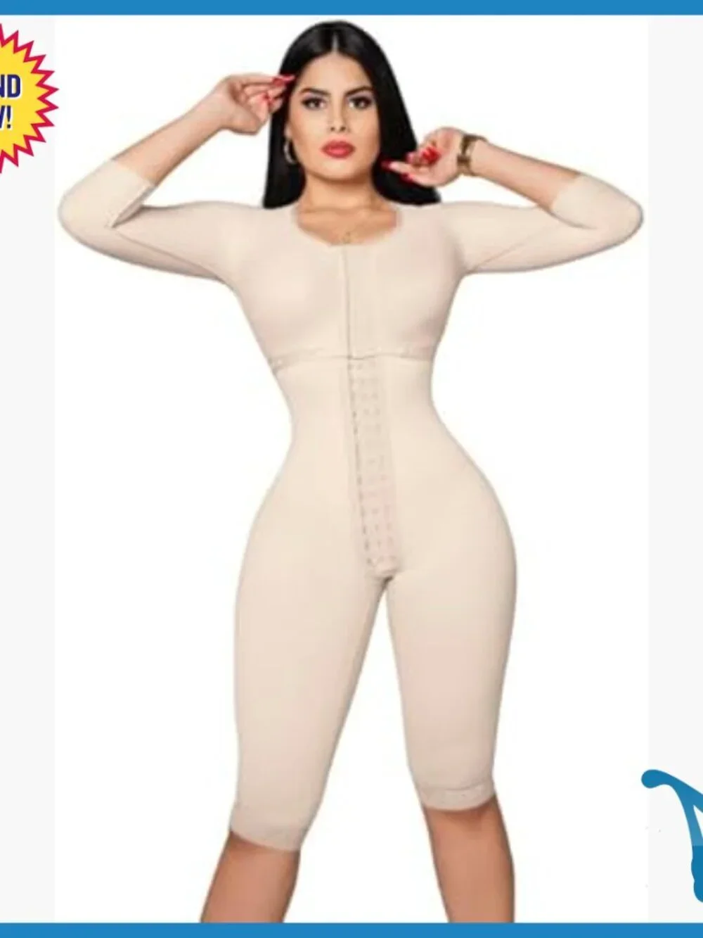 Full Body Shapewear Bodysuit with Sleeves, Tummy Control, Postpartum Recovery